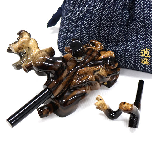 ヘラブナ 天然木黒柿 左手万力 大砲万力 中型万力 へら用品 袋